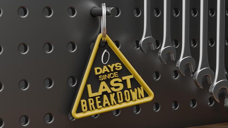 “0 Days Since Last Breakdown” Keychain STL – Funny Mental Health Warning Sign for Burnouts & Overthinkers