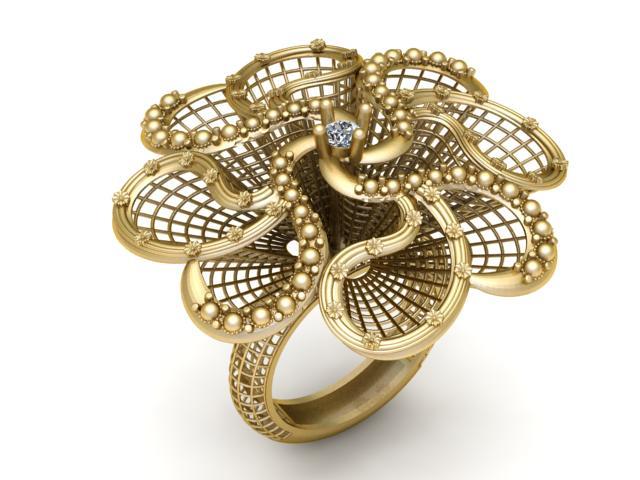gold pearl ring  3D printable model