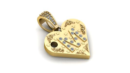 M GOLD HEART PENDANT  3d printable model