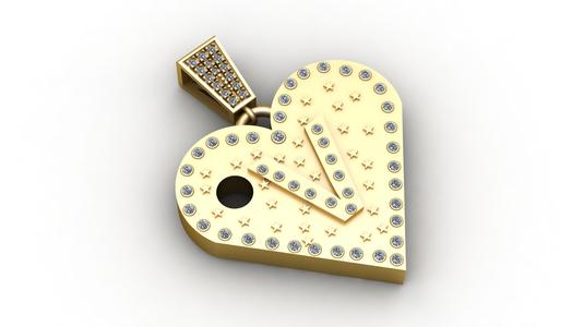 V GOLD HEART PENDANT 3d printable model