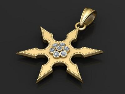 Diamond Star Shuriken Pendant 3d printable model