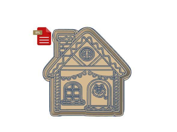 Gingerbread House Cookie Cutter and Stamp STL FILE