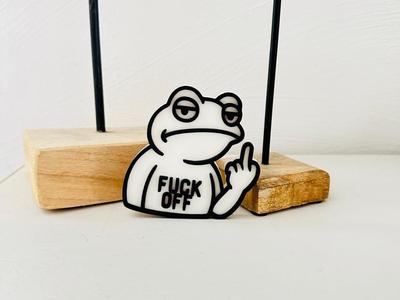 Frosch mit Stinkefinger - FUCK OFF - Funny Decor