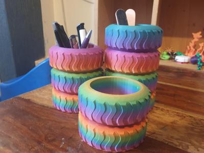 Stacked Tractor Tyre Pots