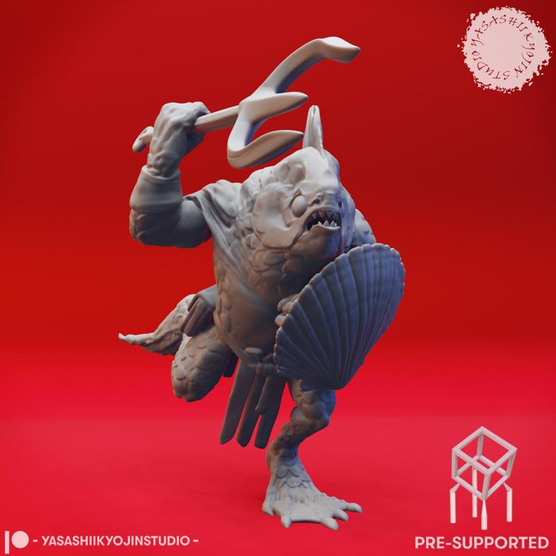 Kuo-Toa - Trident - Tabletop Miniature (Pre-Supported)