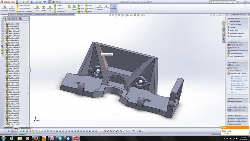 prusa i3 jhead holder 5mm sunken nut with servo mount ver-3