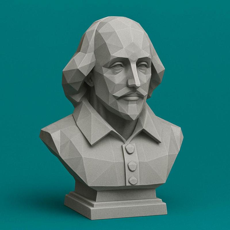 Low Poly Bust of William Shakespeare - 3D Printable Figure