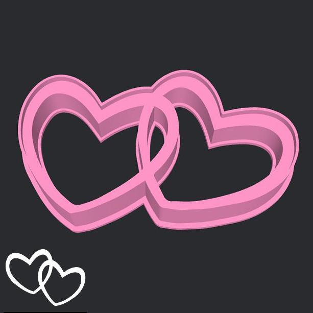 Valentine's day cookie cutters - dual heart (style 2)
