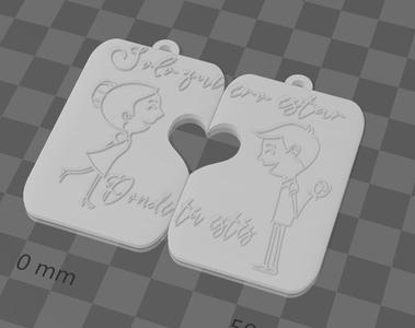 Valentine's Day keychain for couple to share