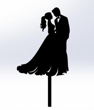 Bride and Groom Looking at Each Other Cake Topper