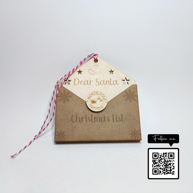 Santa Letter Envelope Ornament Laser SVG file Download