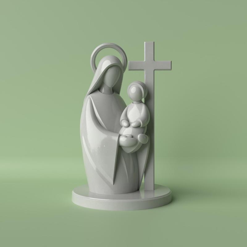Mater Filius – Minimalist Mary and Jesus Sculpture
