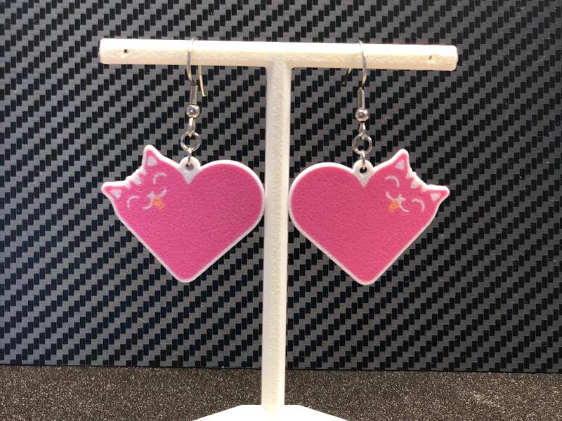Heart cat earrings