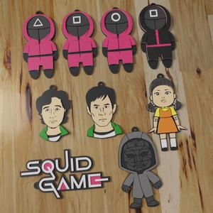 PACK 9 KEYCHAINS / KEYCHAIN / MAGNETS SQUID SQUID GAME (STL AND 3MF)