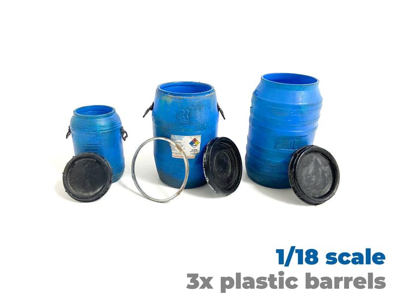 1:18 BLUE PLASTIC BARRELS ( DRUM) 55 GALLON PART FOR DIORAMA