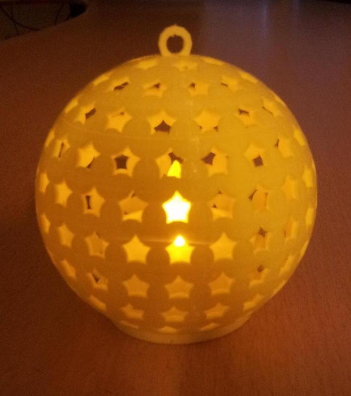 Parameterized christmas ball ornament /w led candle holder