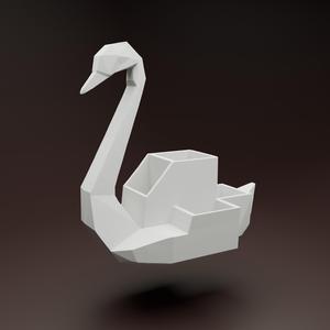 STL- Swan Pen Holder – 3D Printable – Minimalist Desk Organizer