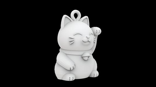 Lucky Cat Keychain 3D Print Model