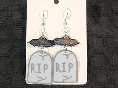 Bat and Tombstone Earrings