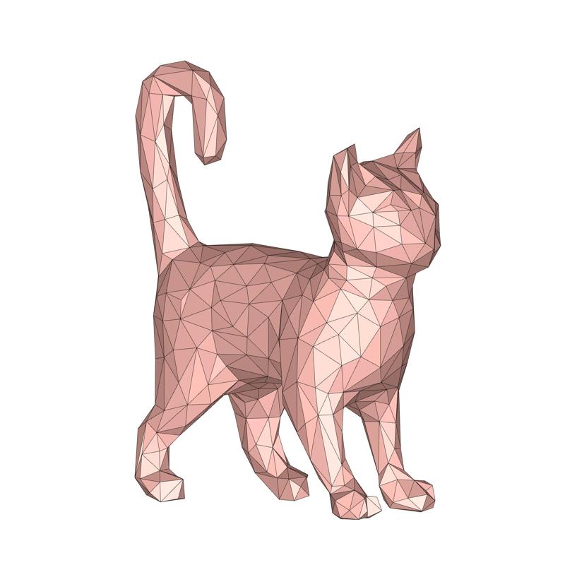 Brass abyssinian cat low poly