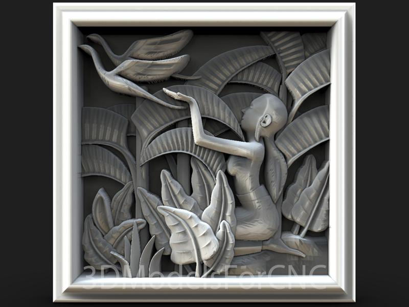 3D Model STL File for CNC Router Laser & 3D Printer Woman Releasing Birds