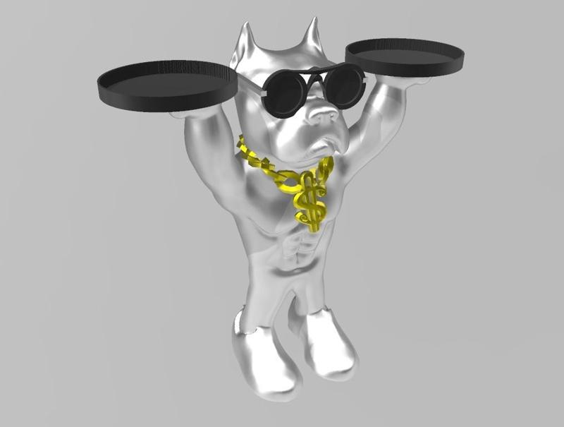 PITBULL BUTLER DOG MUSCLE DECO TRAY