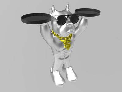 PITBULL BUTLER DOG MUSCLE DECO TRAY