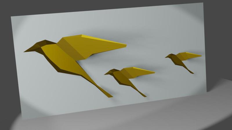Bird Low Poly Decor Wall