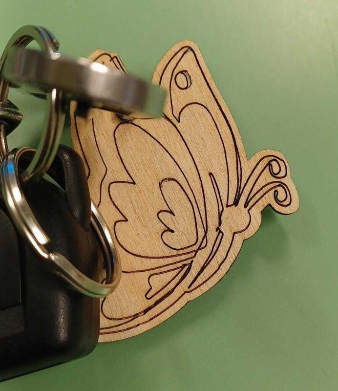 Butterfly, keychain, engraved on wood,  perforated keychain, decoration, vivedo3d