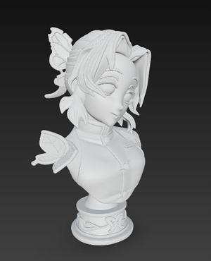 3D Printable Shinobu Kocho Bust Figure (Demon Slayer)