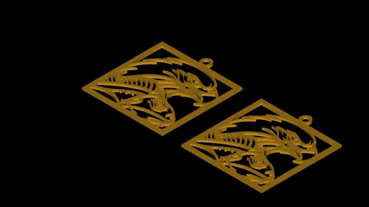 Eagle Ram Head Silhouette Pendant Art