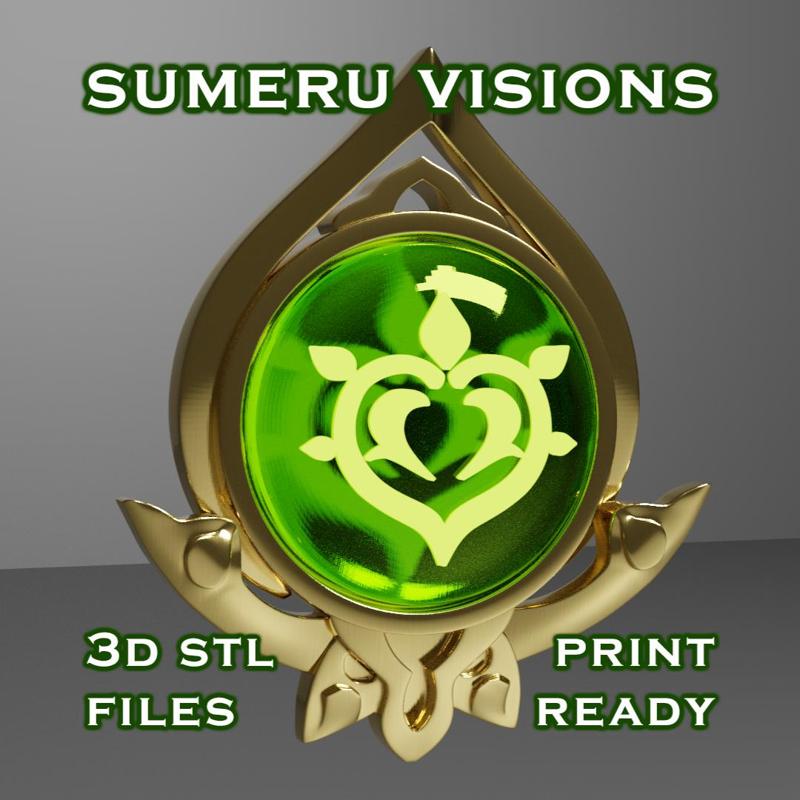 Sumeru Vision Set -- Genshin Impact -- Vision Frame and 7 Different Stone