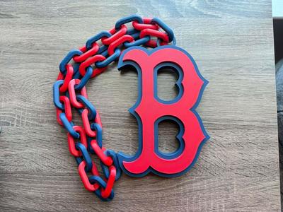 Boston Red Sox Logo Oversized Necklace, Pendant Chain