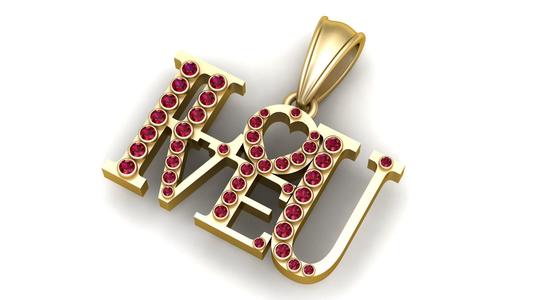 i love you pendant 3d printable model