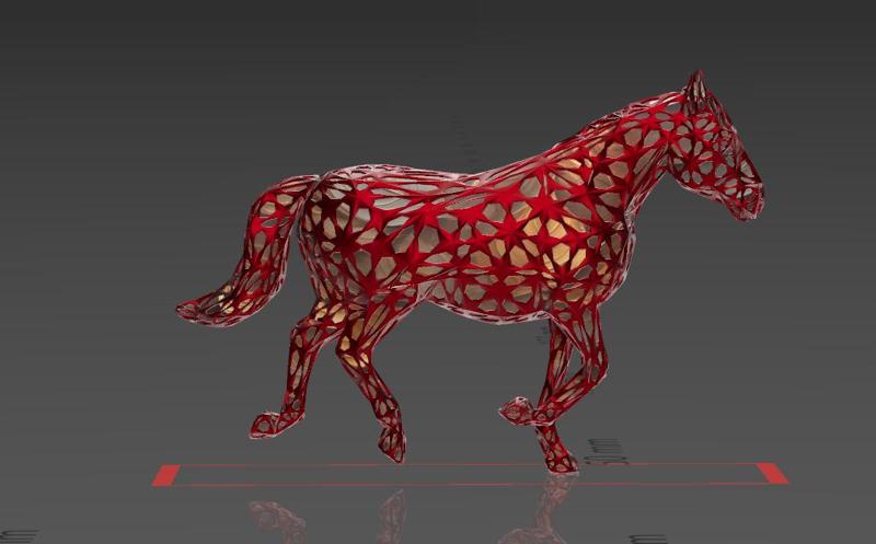 Figure of a Horse Getting Ready to Run - Voronoi Style - Spider Web - LowPoly - Perfect Design - Easy Print - Decor