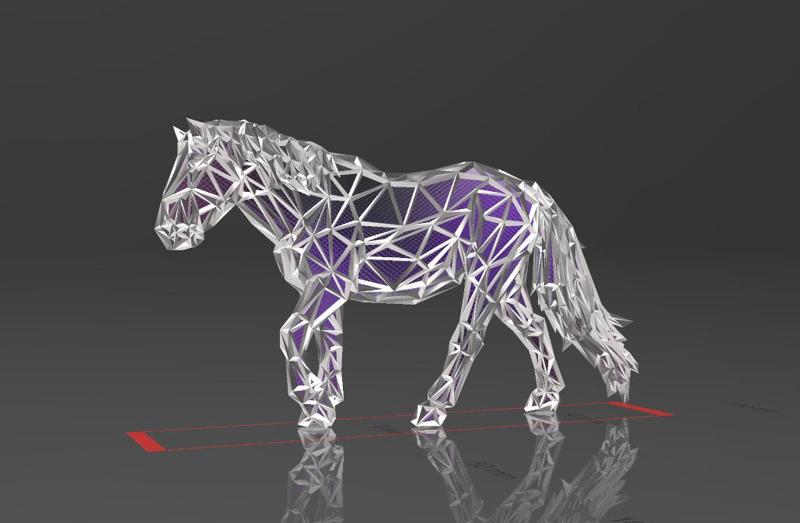 Horse 15 - Low Voronoi Style - Single Spider Web - LowPoly - Perfect Design - Easy Print - Decor