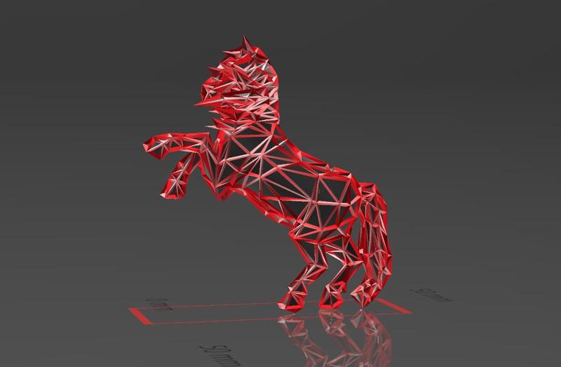 Horse 14 - Low Voronoi Style - Single Spider Web - LowPoly - Perfect Design - Easy Print - Decor