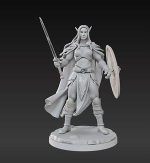 Arwen, the Sacred Flame – Elf Paladin with Sword and Shield