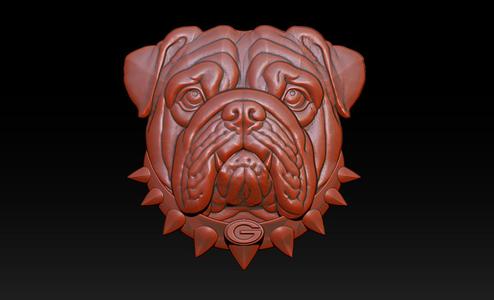 Bull dog portrait relief
