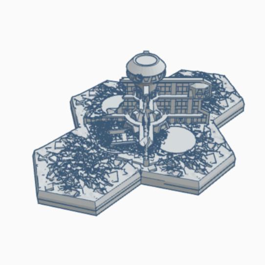 Ruined Mech Lance Hangar Hex Map Scale HMSMilR014
