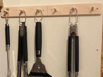Hanger for BBQ utensils, Gardening tools etc. 