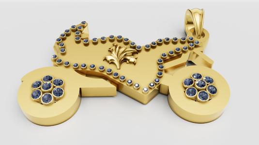 Bicycle gold Pendant 3D printable model