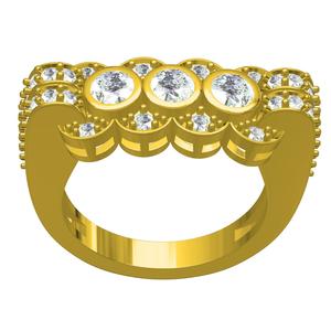 Three Stone Vintage Art Deco Ring