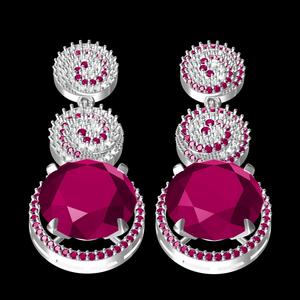 Pink Round Halo Diamond Drop Earring