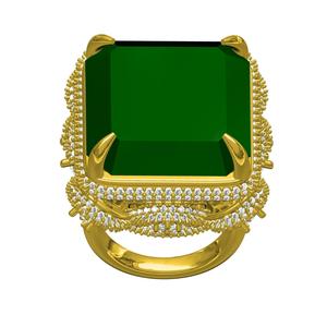Antique Huge Green Emerald Stone Cocktail Ring