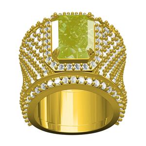 Emerald Stone Wide Shank Cocktail Ring