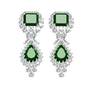 Pear and Emerald Cluster Hoop Earring