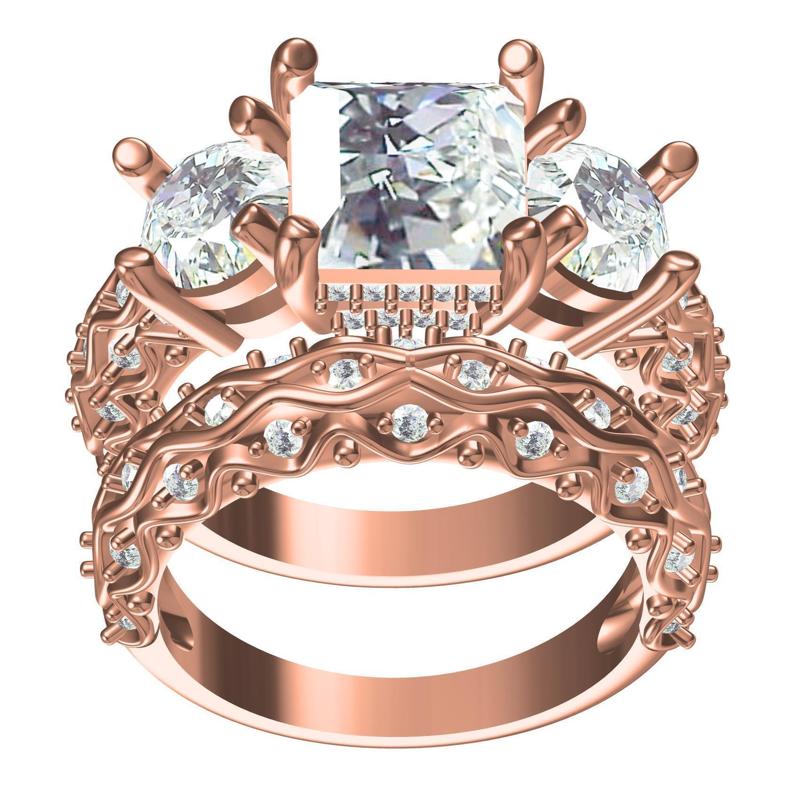 Princess Cut Diamond Vintage Ring Wedding Ring Set
