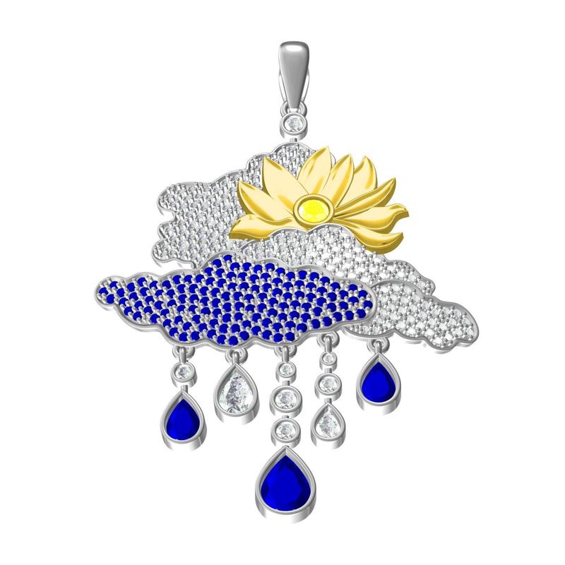 The Sun in Clouds Diamond Pendant