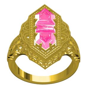 Fancy Stone Filigree Art Deco Engagement Ring